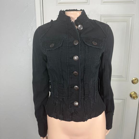 Vintage y2K No Boundaries Shirt Top Jacket Small Button Coat Denim Stretch M29 - Picture 1 of 6